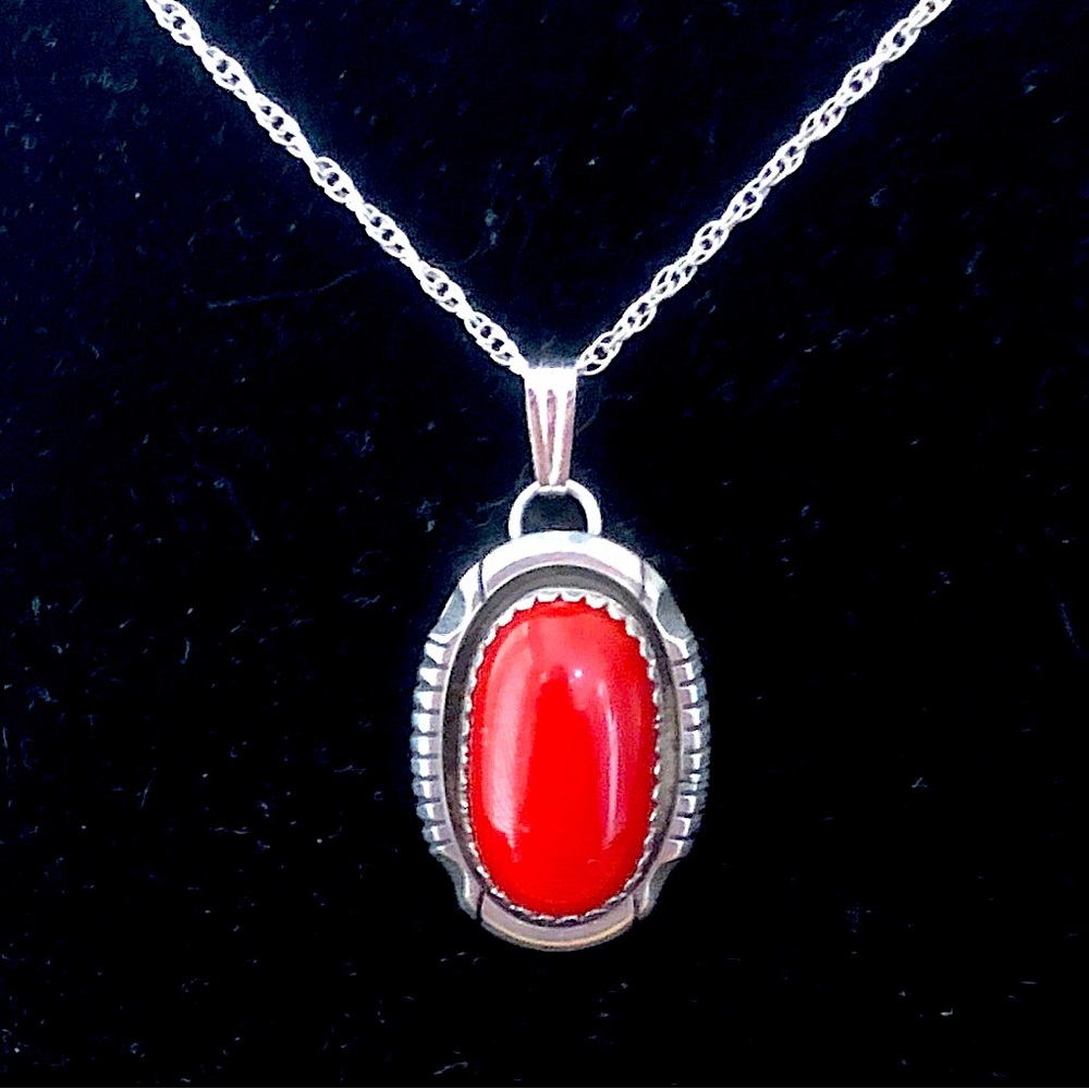 $58  Southwest Native American Pendant with Chain  Sterling 1011 925 STERLING